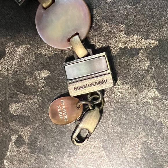 Dyrberg Kern MOP Mother of Pearl Brutalist Artisan Panel Link Bracelet Brushed - Picture 6 of 10